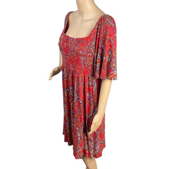 Fat Face NEW Alice Sunkissed Cherry Red Smocked Paisley Dress SZ 4 - Picture 9 of 13